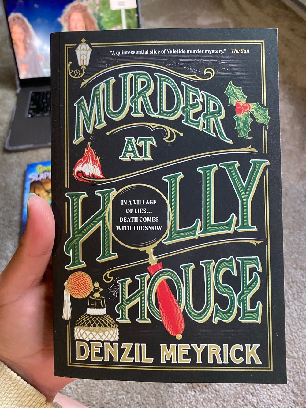 Barnes & Noble Black Cover Holiday Mystery with Green and Red Accents
